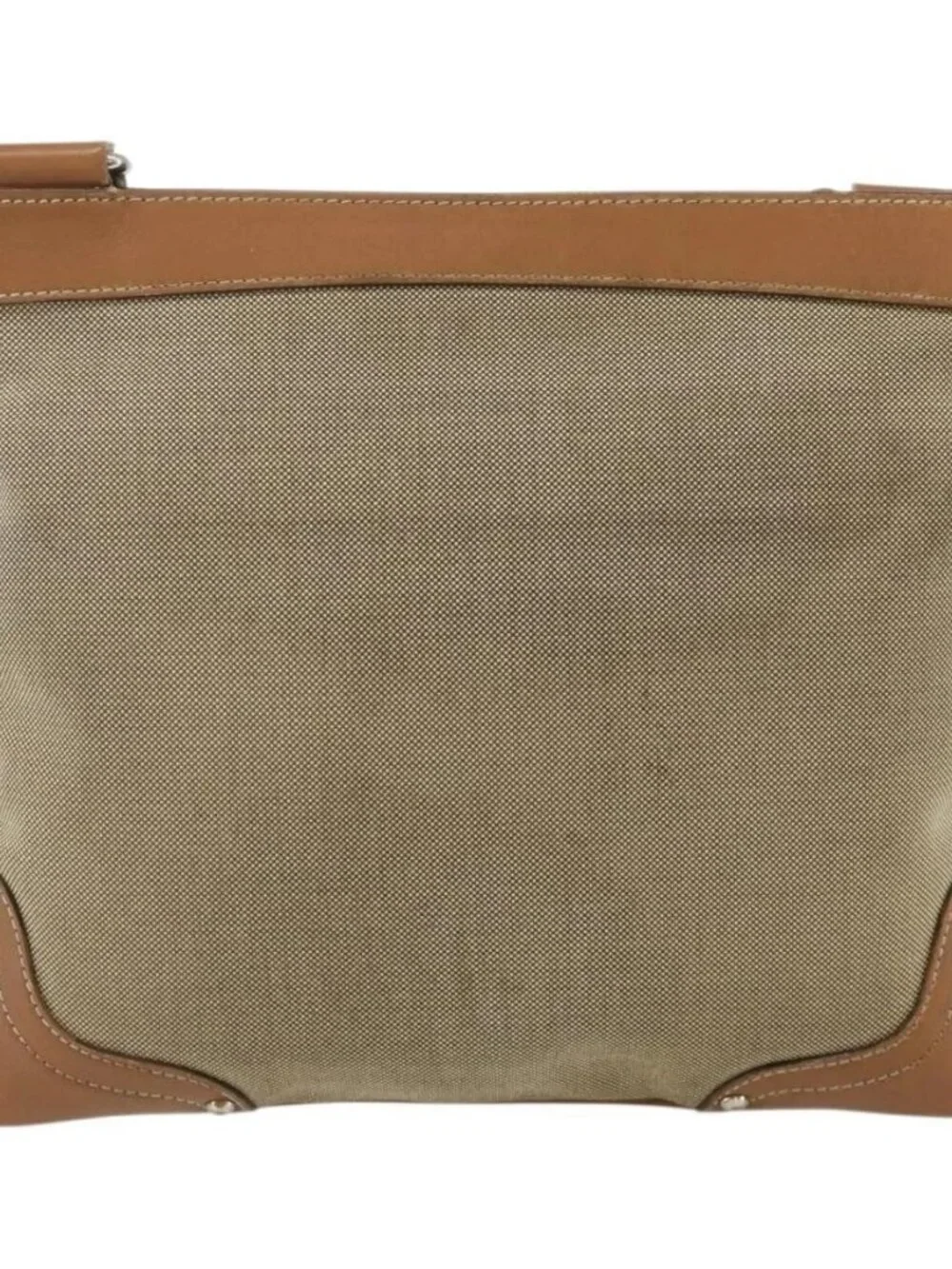 PRADA Shoulder Bag Canvas Beige Silver Auth ka3997